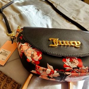Juicy couture pretty rose black flap crossbody New with tags